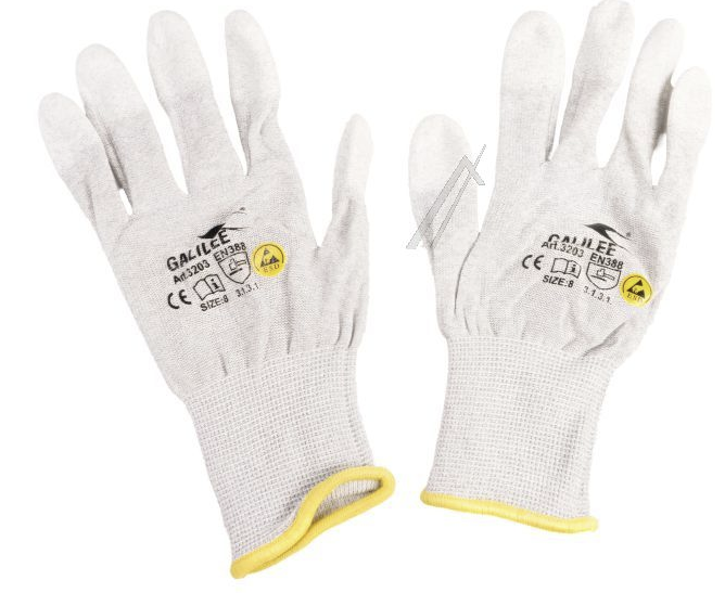 Gants ESD antistatiques Gailee taille 8/M – bout des doigts en polyuréthane